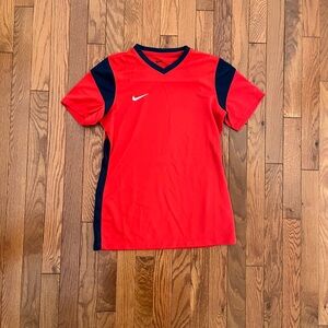 Nike Red and Blue Sports Tee Women Size S
